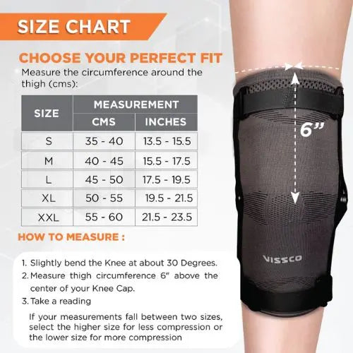 Vissco Hinged Knee Cap | Supports the Knee Joint with Mediolateral Hinges | Grey Color - 0706 Device4Med