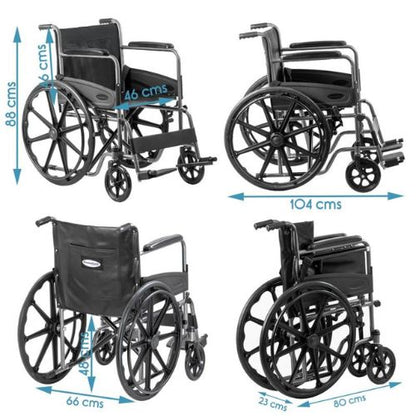 KosmoCare RCR101 Dura Rexine Mag Wheels Foldable WheelChair