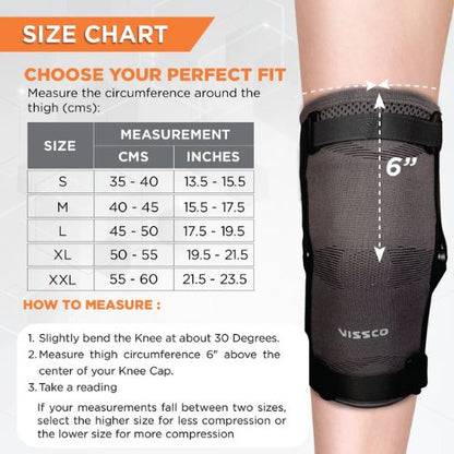 Vissco Hinged Knee Cap | Supports the Knee Joint with Mediolateral Hinges | Grey Color - 0706